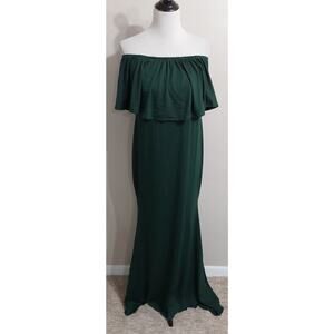 *NWT* Love2Mi Womens Large Green On/Off The Shoulder Long Dress #792